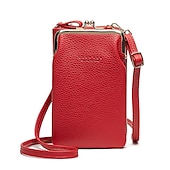 cheap Wallets-Women&#039;s Black Faux Leather Crossbody Bag with Gold Frame Clasp - Compact and Stylish Women&#039;s Phone Purse for Everyday Use