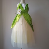 economico Costumi per bambine-Fiaba Principessa Tiana Abito da damigella Costume per festa a tema Abiti in tulle Cosplay for Ragazze Bambini Carnevale Mascherata Matrimonio Ospite di nozze