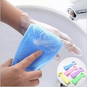  1pc Silicone Body Scrubber Shower Brush Bath Exfoliating Brush Belt Back Scrub Body Cleaner Cleaning Strap Bathroom Accessories