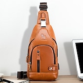 economico Borselli da uomo-borsa a tracolla da uomo in pelle marrone con tasche multiple per attività casual, di viaggio e all&#039;aperto