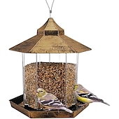 Недорогие наблюдение за птицами и дикой природой на заднем дворе-кормушки для птиц подвесная кормушка для птиц с защитой от белок пластиковая кормушка для семян птиц с шестиугольной крышей прозрачная кормушка для птиц на окне кормушки для мелких птиц кормушка для щеголовых вьюрок