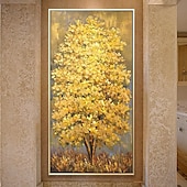 tanie Obrazy z kwiatami/roślinami-100% ręcznie malowane duży nowoczesny obraz olejny na płótnie złote drzewo obrazy do domu salon wystrój hotelu wall art picture walcowane bez ramki!