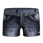 abordables maillot de bain boxer homme-Homme Short de bain Short de bain boxeur Denim Bloc de couleur Séchage rapide Respirable Vacances Plage Natation Motifs 3D Décontractées gris bleu Bleu Taille basse Elastique