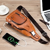 economico Borselli da uomo-borsa a tracolla da uomo in pelle marrone con tasche multiple per attività casual, di viaggio e all&#039;aperto
