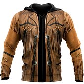 tanie męskie bluzy 3d-Męskie Wzory graficzne Bluza z Kapturem Z kapturem Bluzy Rozpinana bluza z kapturem Długi rękaw Bluza z kapturem Kaptur Moda miejska Druk 3D Sport i turystyka Codzienny Sport Brązowy Zamek Nadruk