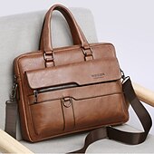 levne Pánské tašky-Pánské Aktovka Taška na laptop PU kůže Kancelář Denní Zip Vrstvené Anti-Dust Pevná barva Tmavěhnědá Černá Hnědá