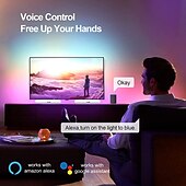 cheap Smart Lights-LED Smart Light Bar with Control Ambient Lights Tuya Smart Wifi LED Computer Desktop Background Atmosphere Light E-sports RGB Slide Light with Bluetooth Music Pickup Light RGBIC Plug Power Supply2 Pcs