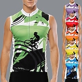 abordables Maillots Hombre-ILPALADINO Hombre Maillot de Ciclismo Sin Mangas Bicicleta Maillot Camiseta con 3 bolsillos traseros Resistente a los rayos UV Transpirable Bandas Reflectantes Compresión Amarillo Rojo Azul Piscina