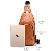economico Borselli da uomo-borsa a tracolla da uomo in pelle marrone con tasche multiple per attività casual, di viaggio e all&#039;aperto