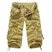 cheap Classic-Men&#039;s Cargo Shorts Shorts Capri Pants Multi Pocket Straight Leg Solid Colored Comfort Wearable Calf-Length Outdoor Daily Sports Stylish Yellow Army Green
