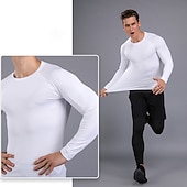 cheap Men&#039;s Running Tee &amp; Tank Tops-Men&#039;s Compression Shirt Running Shirt Long Sleeve Base Layer Athletic Athleisure Fall Spandex Breathable Quick Dry Sweat wicking Power Flex Running Jogging Training Sportswear Activewear Solid Colored