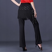 abordables Ropa de baile latino-baile latino baile de salón pantalones con flecos borla fruncido color puro mujer entrenamiento de rendimiento poliéster alto