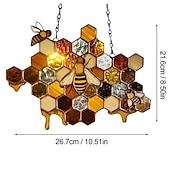 economico Hangings da parete all&#039;aperto-ape a nido d&#039;ape tinto ape arazzi ornamento suncatcher, alveare pannello colorato fatto a mano moderno girasole macchiato impiccagioni colorate ape pendente ornamenti d&#039;arte