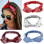 cheap Hair Styling Accessories-4 Pcs/set Vintage Bohemia Hair Bands for Girls Women Hair Accessories Soft Elastic Headband Retro Hoop Cross Turban Bandanas Headwear