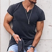economico magliette di base-Per uomo Maglietta Maniche Corte Scollo a V Estate Semplice Streetwear Elegante Stile Moderno Vacanza Uscire Casual Quotidiano Nero Bianco Rosa Maglietta Top per Uomo