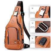 economico Borselli da uomo-borsa a tracolla da uomo in pelle marrone con tasche multiple per attività casual, di viaggio e all&#039;aperto