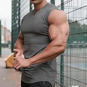 Недорогие Спортивные майки-Муж. Безрукавка Майки Без рукавов V-образный вырез Лето Полотняное плетение Мода Мышцы Тренировка Отпуск спорт Повседневные Черный Белый Винный Футболка для мужчин