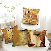 levne Vintage styl-slavný obraz oboustranný povlak na polštář 4ks gustav klimt měkký dekorativní čtvercový povlak na polštář povlak na polštář do ložnice obývací pokoj pohovka gauč křeslo