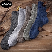 billiga herrstrumpor-Herr 5 par Socka Ullsockor Crew strumpor Regnbåge Färg Slät Dagliga kläder Semester Helgen Varm Höst vinter Uppvärmning