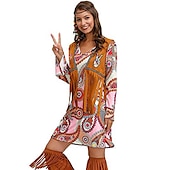 cheap Dresses-Retro Vintage 1970s Disco Dress Flare Cuff Sleeve Hippie Printing Women&#039;s Masquerade Party &amp; Evening Pride Parade Pride Month Adults&#039; Dress