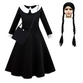 olcso Klasszikus horror-Szerda Addams Addams család szerda Ruhák Szerepjáték Parókák táska Klasszikus és időtálló Filmsztár jelmez for Lány Gyermek Tini