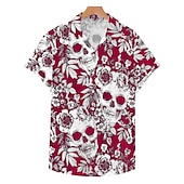 abordables Impression Rétro Vintage-Homme Crânes Chemise Chemise hawaïenne Chemise Aloha Manche Courte Chemise Col rabattu Mode Design Décontractées Plein Air Casual du quotidien Noir / Blanc Rouge Bleu S M L