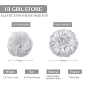 cheap Ponytails-Messy Buns Hairpiece Hair Scrunchies Full Thick Updo Hair Piece With Elastic Rubber Band Hair Bun Extension Curly Wavy Synthetic Donut Hair Chignons For Women Girls