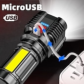 お買い得  懐中電灯-5led懐中電灯屋外ポータブルcobサイドライトワークライトusb充電式防水led懐中電灯