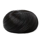 voordelige Chignons-zwarte knot haarstukken voor vrouwen meisjes dame trekkoord nep ballet bun extensions synthetische opgestoken donut chignon uit één stuk