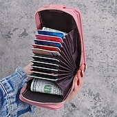 economico Portacartone RFID-Portafoglio con portacarte RFID in vera pelle con 16 scomparti per carte portadocumenti per patente di guida e portacarte di credito con chiusura magnetica scomparto singolo per donne e uomini