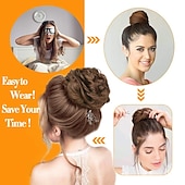 abordables Chignons-100% remy de cheveux humains extension de chignon désordonné chignon en désordre chouchous extension bouclés ondulés désordonné 100% remy extensions de cheveux humains chignon pour les femmes chignon