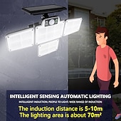 abordables Appliques d&#039;extérieur-Sécurité led lumières extérieures 120/168/228 led perle extérieure solaire télécommande applique murale led corps détection jardin lampe maison garage lampe éclairage routier lampe solaire led