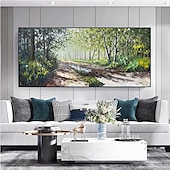 voordelige Schilderijen van landschappen-handgemaakt olieverfschilderij canvas muurkunst decor abstract groen bos schilderij origineel landschapsschilderij voor interieur met uitgerekte lijst/zonder binnenlijst schilderij
