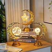 abordables Luces decorativas de Ramadán-Ramadán eid mubarak luces decorativas lámpara de noche iluminación de vacaciones festival de ramadán musulmán led castillo estrella luna luz de noche hogar dormitorio decoración