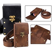 levne univerzální taška na telefon-pouzdro na opasek taška do pasu fanny pack středověké vintage kožené pouzdro pouzdro na mobil pouzdro na opasek kapsa na peněženku příležitostná turistika festival renesanční faire kostým cestovní