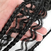 cheap Crochet Hair-Crochet Box Braids Curly Ends 144 Strands 22 Inch Bohomian Crochet Braids Box Braids 3X Goddess Box Braids Crochet Hair Synthetic Crochet Braids Hair Extensions