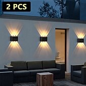 billiga Utomhuslampetter-2st utomhus vägglampor solar vattentät led lampa veranda vägglampor 6leds gårdsbelysning för trädgård balkong dekorativt landskap gatubelysning