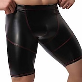 cheap Casual Shorts-Men&#039;s Shorts Casual Shorts Faux Leather Shorts Elastic Waist Plain Breathable Knee Length Holiday Gym Sports Fashion Black