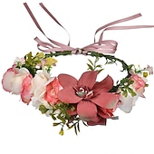 economico Accessori per acconciature-fascia del fiore rosa corona floreale di boho cerchio dei capelli della ghirlanda copricapo della boemia copricapo donne del copricapo corona delle ragazze fasce per capelli a foglia decorazione del