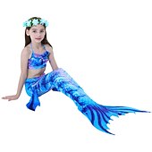 お買い得  マーメイド水着-子供 女の子 マーメイド水着 水着 ビキニ 性能 テーマパーティー 多色 活発的 ビーチスタイル ホルター 水着 4〜12年 夏 マルチカラー