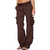 cheap Women&#039;s Cargo Pants-Women&#039;s Normal Cargo Pants Tactical Cargo Pants Trousers Chic &amp; Modern Casual / Sporty Full Length Low Waist Plain Pocket Baggy Comfort Inelastic Sports Weekend Black Pink Wine Dusty Blue Summer