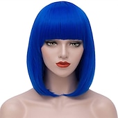 preiswerte Kostümperücke-grüne Perücken für Frauen 12&#039;&#039; kurze grüne Bob-Perücke mit Pony natürliche synthetische weiche Perücke süße farbige Perücken für St. Patrick&#039;s Day Party Halloween St. Patrick&#039;s Day Perücken