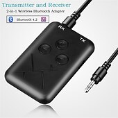 お買い得  パソコン・周辺機器-2 in1 bluetooth オーディオトランスミッターレシーバー aux 3.5mm ステレオワイヤレス音楽オーディオケーブルドングル bluetooth 4.2 アダプタテレビ dvd mp3 pc