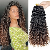 cheap Crochet Hair-18 Inch 8 Packs Curly Crochet Hair Beach Curl Water Wave Crochet Hair Deep Wave Wavy Braids Curly Crochet Hair For Black Women