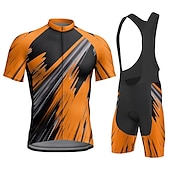 economico Set di abbigliamento da uomo-Per uomo Maglia con salopette corta da ciclismo Manica corta Ciclismo da montagna Cicismo su strada Giallo Rosso Blu Geometrico Bicicletta Completo tuta Pad 3D Traspirante Asciugatura rapida Tasca