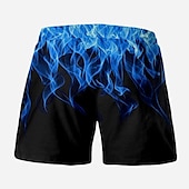 baratos Impressão Geométrica-Homens Estampas Abstratas Labareda Calção Justo de Natação Shorts de Natação Bermuda de Surf Cintura Média Havaiana Boho Casual Diário Feriado Com Cordão com forro de malha Cintura elástica Designer