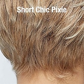 economico parrucca più vecchia-parrucca pixie chic con frangia frantumata e strati arruffati / sfumature multitonali di biondo argento marrone e rosso