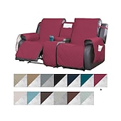 זול כיסא הכורסה הסתיים-כיסויי ספה שכיבה של loveseat עם קונסולה, כיסוי לחיות מחמד מונע החלקה לכורסת אהבה כפולה עם רצועות אלסטיות, כיסוי מושב אהבה מפוצל מגן ריהוט