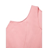 abordables Vestidos para el trabajo-vestido casual de mujer vestido de algodón vestido de cambio vestido midi azul rosa caqui sin mangas color puro bolsillo primavera verano cuello redondo básico diario vacaciones fin de semana ajuste suelto 2023 s m l xl xxl
