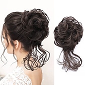 tanie Koki-kok treski potargane updo przedłużanie włosów z elastycznymi gumkami do włosów kręcone włosy kok scrunchle dla kobiet
